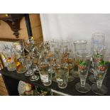 Quantity of decorative drinking glassware