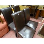 Set of four modern leather effect high back dining chairs