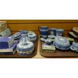 Two trays of various coloured Wedgwood Jasperware Condition reports provided on request by email for