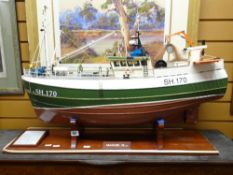 Model of the 'MAGGIE M' 'full-shelter deck trawler built in 1990 by the Campbell Town, Isle of Mull,