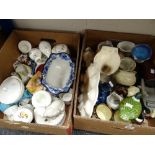 A box of pottery busts ETC a box of mixed china and another (3 boxes) Condition reports provided