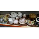 A quantity of mixed china & pottery including various teaware, Majolica-style cheese dish ETC (3