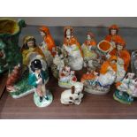 Collection of Staffordshire figures including several Little Red Riding Hood