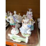 Collection of seven various make figurines including Royal Doulton, Coalport ETC Condition reports