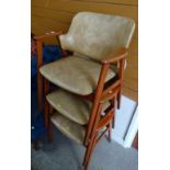 Set of three mid-century kitchen chairs with studded leatherette seats and backs Condition reports