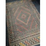 A needlework Sumak Kelim carpet, 131 x 193cms Condition reports provided on request by email for