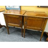 A pair of early twentieth century mahogany and inlaid decorated bedside cabinets Condition reports