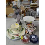 Lladro Geisha figure, Mason's jug, Portmeirion vase, Caithness paperweights ETC Condition reports