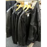 Five gents black leather bomber coats Condition reports provided on request by email for this