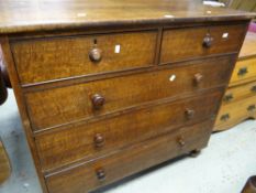 An antique oak chest of three-long and two-short drawers Condition reports provided on request by