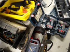 Quantity of assorted tools, socket sets, electric saw, Bosch cordless drill ETC Condition reports