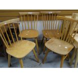 Mid-twentieth century set of four spindle back kitchen chairs (4) Condition reports provided on