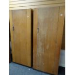 Pair of pale oak Brynmawr single-door wardrobes with mirror and rail to interior, 76cms wide x 51cms