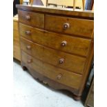 Victorian bow front chest of three long and two short drawers (distressed) Condition reports