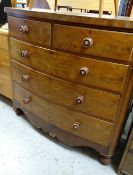 Victorian bow front chest of three long and two short drawers (distressed) Condition reports