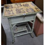 A painted bamboo effect table with transfer top Condition reports provided on request by email for