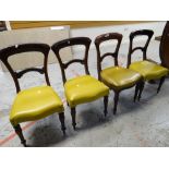 A set of four antique mahogany dining chairs with stuff-over seats Condition reports provided on
