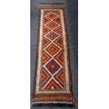 An Old Suzni Kelim runner carpet, 240 x 59cms Condition reports provided on request by email for