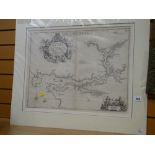 Unframed but mounted black & white antiquarian map of Milford Haven AFTER JAMES MOXON Condition