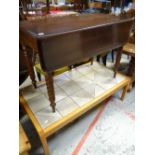 Victorian mahogany drop leaf Pembroke table together with modern tile-top rectangular coffee