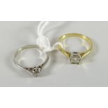 Two diamond solitaire rings Condition reports provided on request by email for this auction