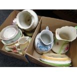 Two boxes of pottery including toilet jugs Condition reports provided on request by email for this