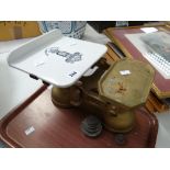 A vintage Preston & Thomas, Cardiff weighing scales and weights Condition reports provided on