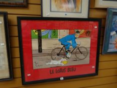 Framed Tin Tin poster, entitled 'Le Lotus Bleu' Condition reports provided on request by email for