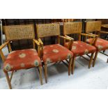 A set of four mid-century cane back chairs with tapestry cushion seats Condition reports provided on