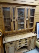 A turn of the century pine dresser with glazed top Condition reports provided on request by email