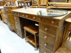 A vintage large pedestal clerking desk, 183cms wide Condition reports provided on request by email