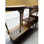 A lightwood Long John coffee table, tea trolley and half-moon table Condition reports provided on