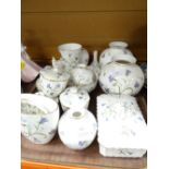 A collection of Spode 'Campanula' patterned vases & lid trinket boxes ETC Condition reports provided