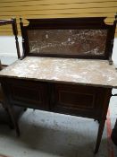 A vintage marble top inlaid mahogany wash-stand Condition reports provided on request by email for