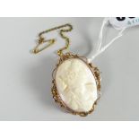 A 9ct gold framed cameo brooch Condition reports provided on request by email for this auction