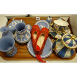 A parcel of Wedgwood blue Jasperware and a fancy cabinet coffee set ETC Condition reports provided