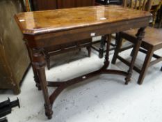 An antique walnut foldover card table (distressed) Condition reports provided on request by email