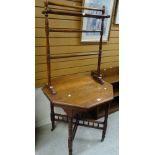 Early twentieth century octagonal occasional table together with clothes horse / towel rail (2)