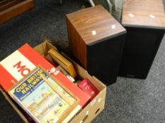 Collection of vintage board games and wooden jigsaw puzzles together with a pair of National