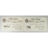 TWO BELIEVED BERNHARD BANK OF ENGLAND SACHENHAUSEN FORGED BANK NOTES, comprising twenty pounds white