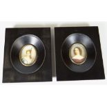 PAIR OF HAND PAINTED OVAL PORTRAIT MINIATURES depicting young females in period dress within