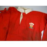 A 1953-1957 WALES RUGBY UNION MATCH WORN JERSEY NUMBER 6, ISSUED TO GARETH GRIFFITHS With white