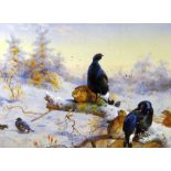 ARCHIBALD THORBURN limited edition (109/850) print - game birds in snow, unsigned, 29 x 38cms