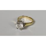 18CT GOLD DIAMOND SOLITAIRE RING, the round brilliant single stone measuring approximately 2cts (