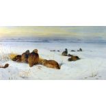 ARCHIBALD THORBURN limited edition (109/850) print - game birds in an expansive snowy landscape,