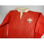 A 1953-1957 WALES RUGBY UNION MATCH WORN JERSEY NUMBER 5, ISSUED TO GARETH GRIFFITHS With white