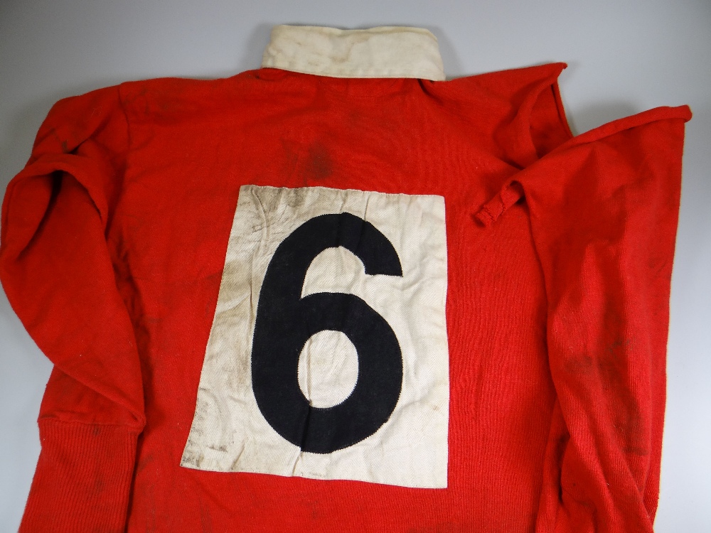 A 1953-1957 WALES RUGBY UNION MATCH WORN JERSEY NUMBER 6, ISSUED TO GARETH GRIFFITHS With white - Image 2 of 2