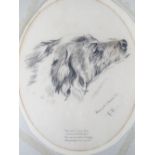 SIR EDWIN HENRY LANDSEER (1802-1873) pencil drawing - oval format head portrait of a long haired do