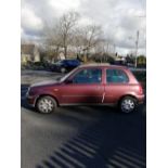 Nissan Micra car, 2001, mileage approx 15,000, 2001, red, petrol, reg no PE51 UCU - BUYER PLEASE