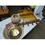 Quantity of brass and treen ware etc